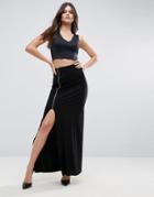 Asos Maxi Skirt With Zip Detail - Black
