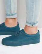 Asos Longwing Sneakers In Teal Faux Suede - Stone