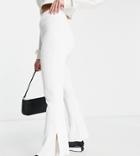Missguided Wide Leg Pants With Ankle Split In White - Part Of A Set