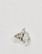 Asos Design Ring With Tattoo Detail In Silver Tone - Silver