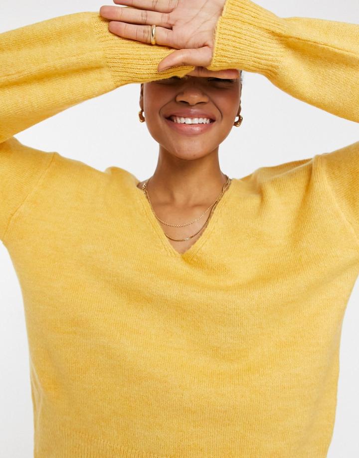 Y.a.s Soft V-neck Sweater In Yellow-orange