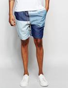 The New County Shorts In Patchwork Denim - Blue