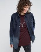 Roadies Of 66 Oversized Denim Shirt With Back Collar Embroidery - Black