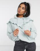 River Island Frill Front Two-piece Hoody In Blue-blues
