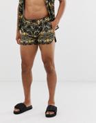 Hermano Two-piece Swim Shorts With Panther Print - Black