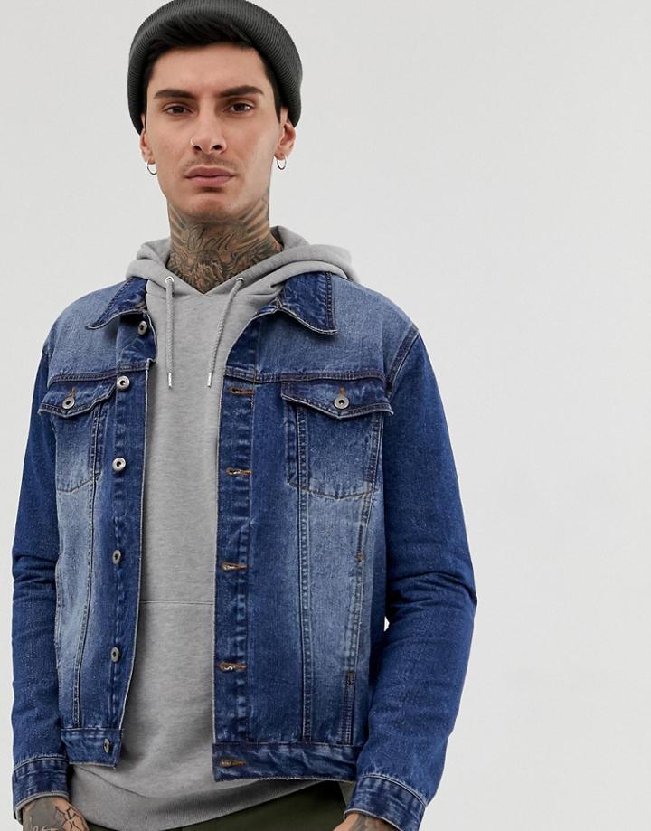 Another Influence Slim Fit Indigo Denim Jacket-blue