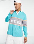 Asos Actual Relaxed Rugby Polo Shirt With Taping In Multi-green