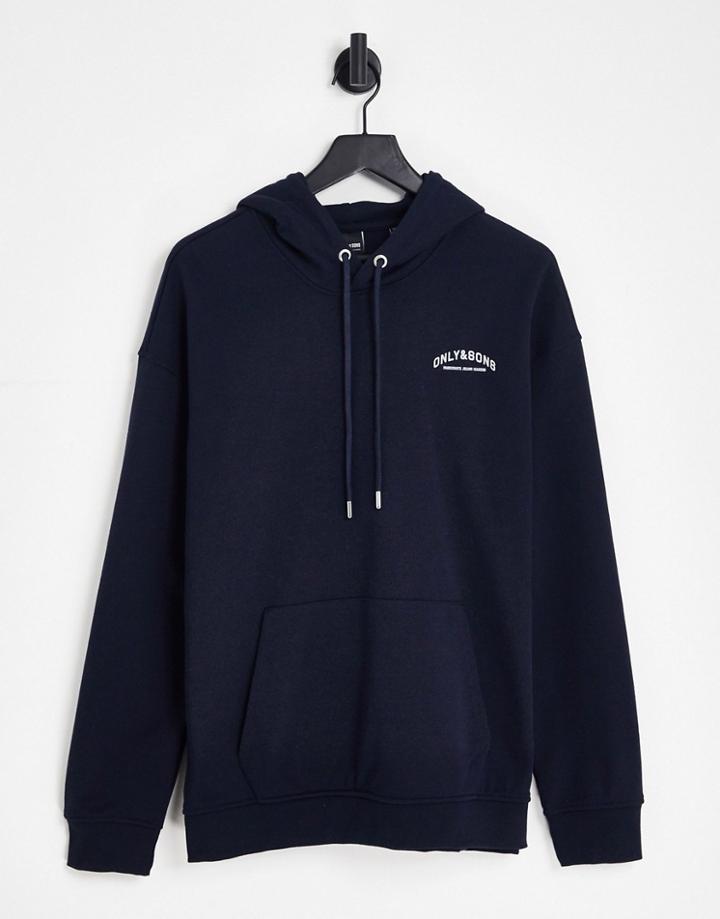 Only & Sons Oversized Hoodie With Copenhagen Logo Back Print In Navy