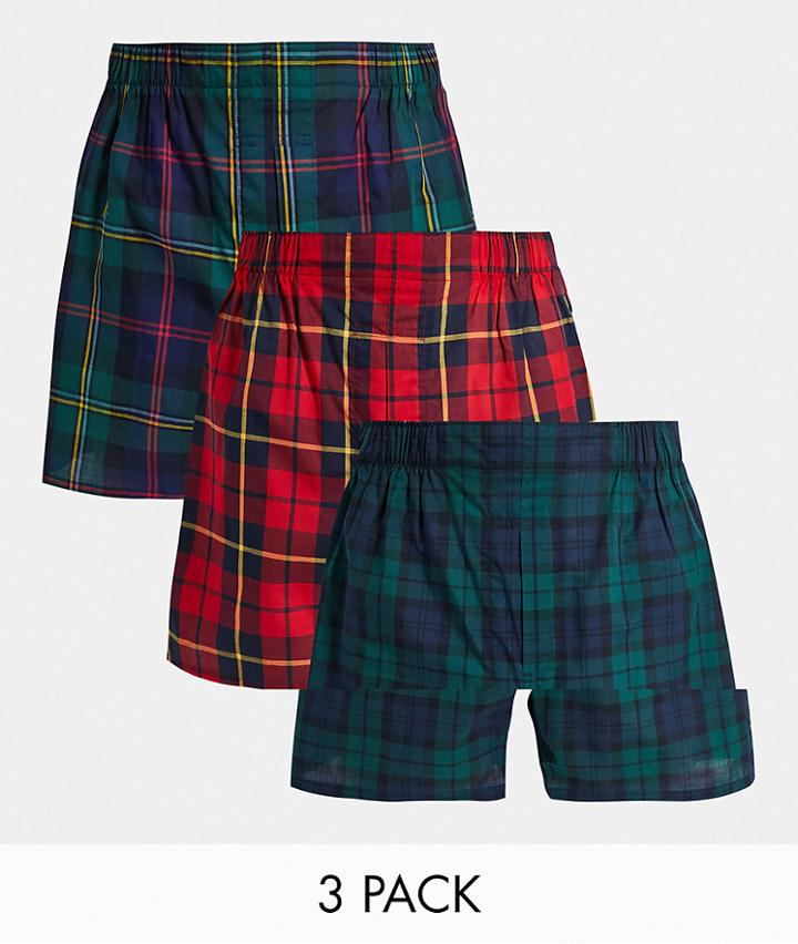 Polo Ralph Lauren 3 Pack Woven Boxer In Tartan Check-multi