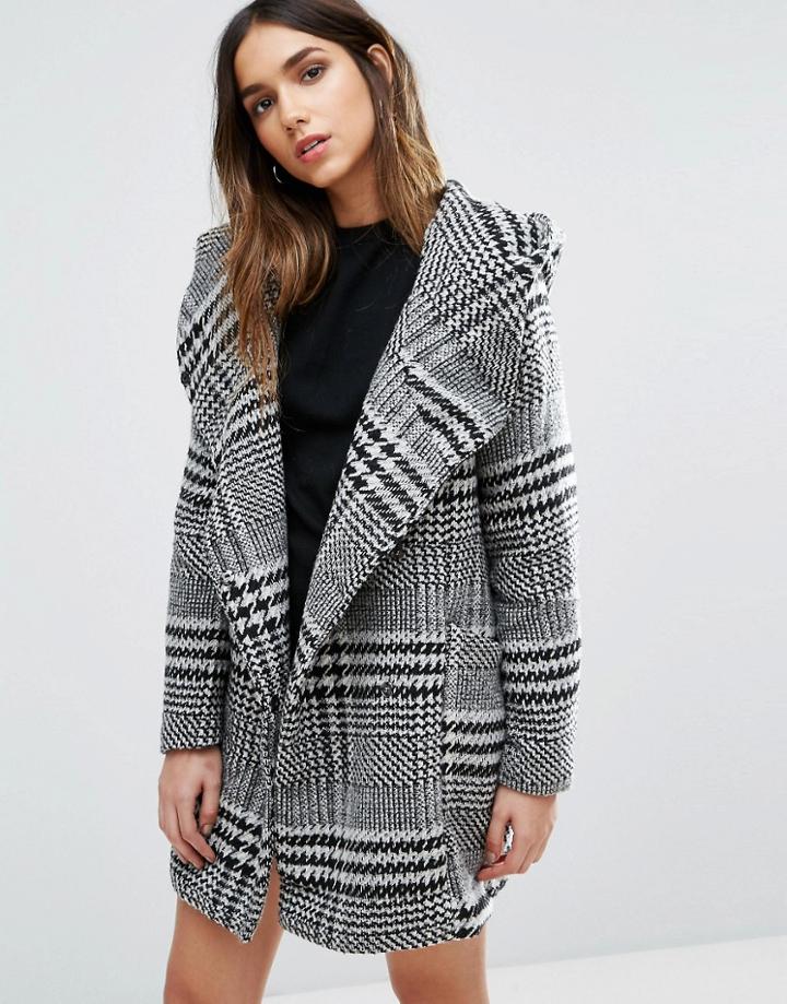 Vero Moda Checked Belted Jacket - White