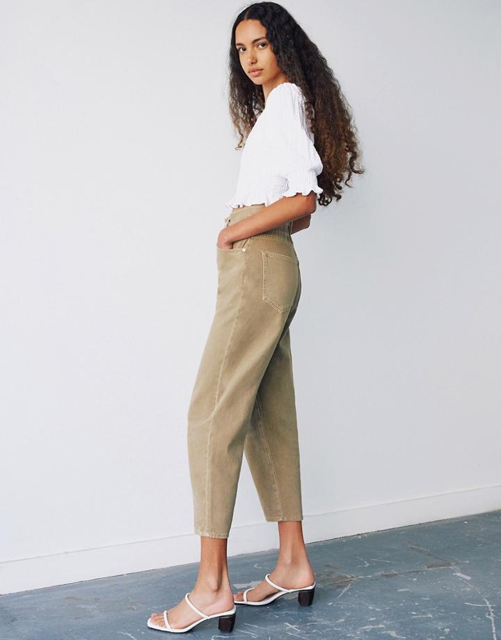 Pull & Bear Elasticated Waist Pants In Tan-brown