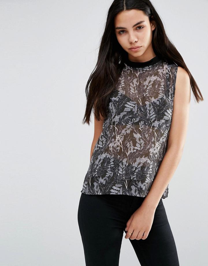 Vero Moda Printed Sleeveless Blouse - Gray