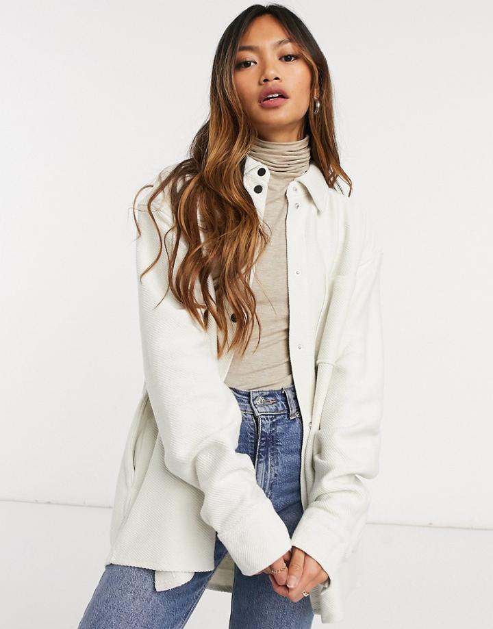 Weekday Betsy Organic Cotton Jersey Shirt In Oatmeal-neutral