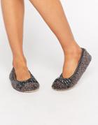 Oasis Faux Fur Pom Pom Slippers - Gray