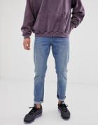 Asos Design Slim Jeans In Light Wash Blue