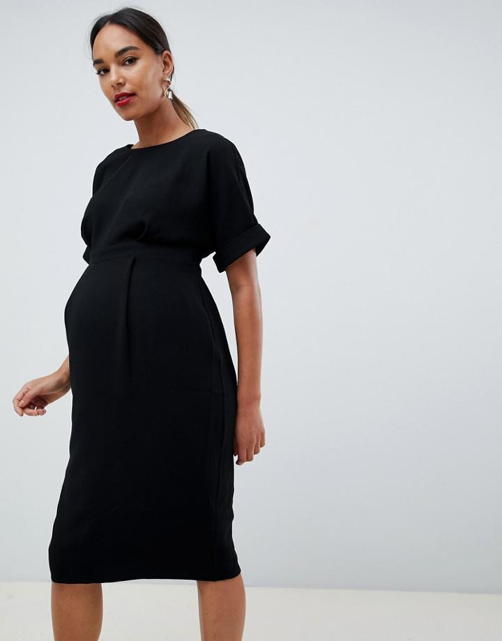 Asos Design Maternity Wiggle Midi Dress - Black
