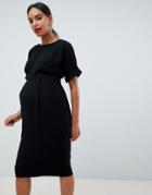Asos Design Maternity Wiggle Midi Dress - Black