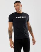 Chasin' Duell White Logo Crew Neck T-shirt In Black - Black