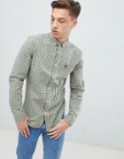 Lyle & Scott Slim Fit Buttondown Gingham Check Shirt With Stretch In Green - Green