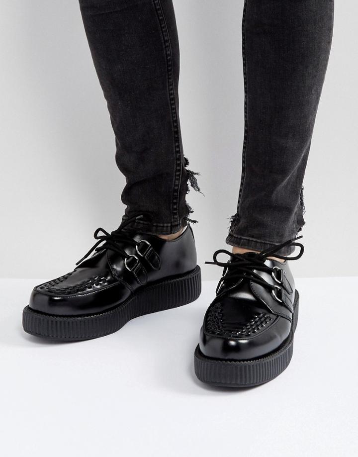 T.u.k Platform Hi Shine Creeper Lace Up Shoes - Black