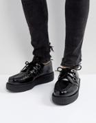 T.u.k Platform Hi Shine Creeper Lace Up Shoes - Black