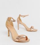 Simply Be Wide Foot Morgan Barely There Heeled Sandal In Rose Gold-black
