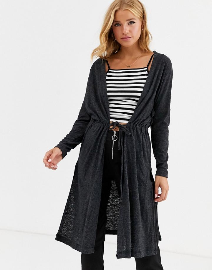 Cotton: On Mila Longline Knit Cardigan-black