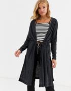 Cotton: On Mila Longline Knit Cardigan-black