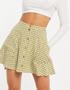 Topshop Plaid Button Up Mini Skirt In Green