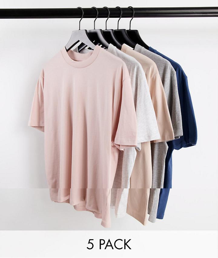 Asos Design 5-pack Organic Relaxed Fit T-shirts-multi