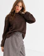 Vila Boucle Knit Sweater In Brown