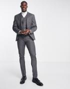 Noak Skinny Suit Pants In Gray Pinstripe With Two-way Stretch