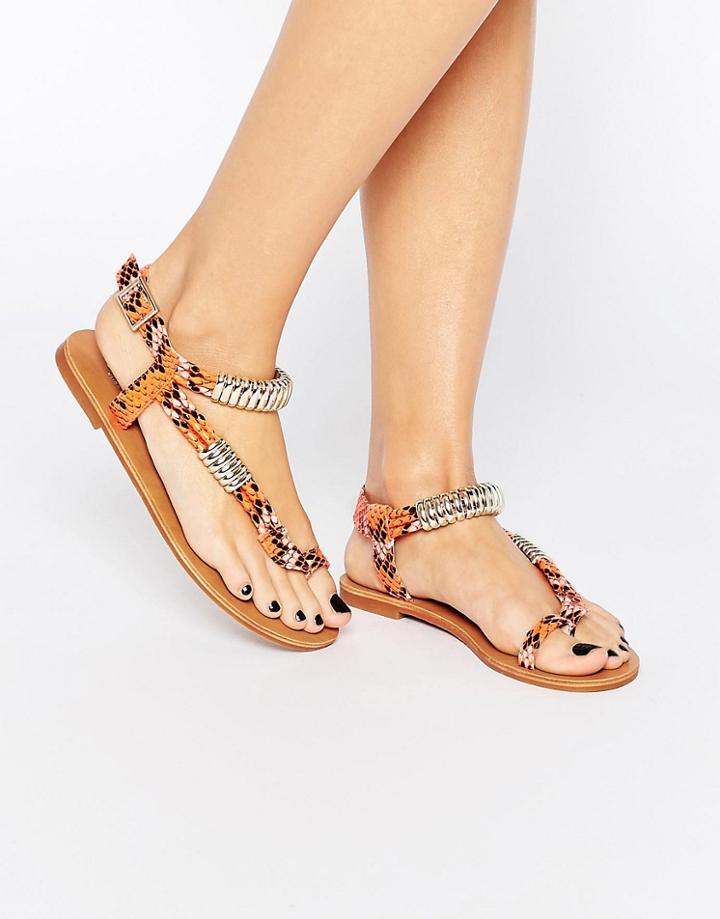 Carvela Klipper Toepost Flat Sandals - Orange Synthetic