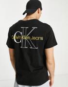 Calvin Klein Jeans Monogram Logo Back Print Boxy Fit T-shirt In Black