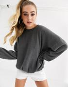 Asos Design Oversized Super Soft Sweat In Charcoal-black