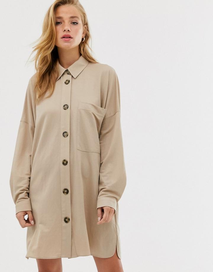 Asos Design Utility Shirt Dress - Beige