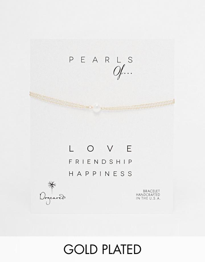 Dogeared Gold Filled Pearls Of Love Double Chain Bracelet - Gold