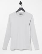 Asos Design Long Sleeve Muscle Fit T-shirt In Gray-grey