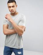 Brave Soul Longline Zip T-shirt - Gray