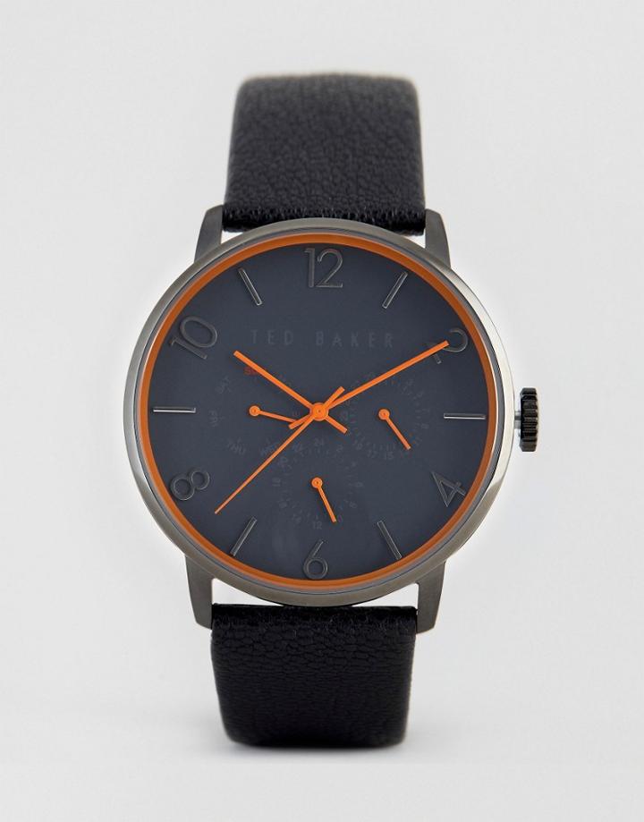 Ted Baker James Chronograph Leather Watch In Gray - Gray