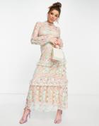 Forever U Embellished Midaxi Dress In Mint & Apricot-multi