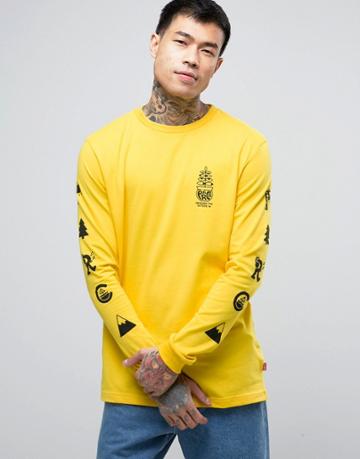 Parca Long Sleeve T-shirt With Sleeve Print - Yellow