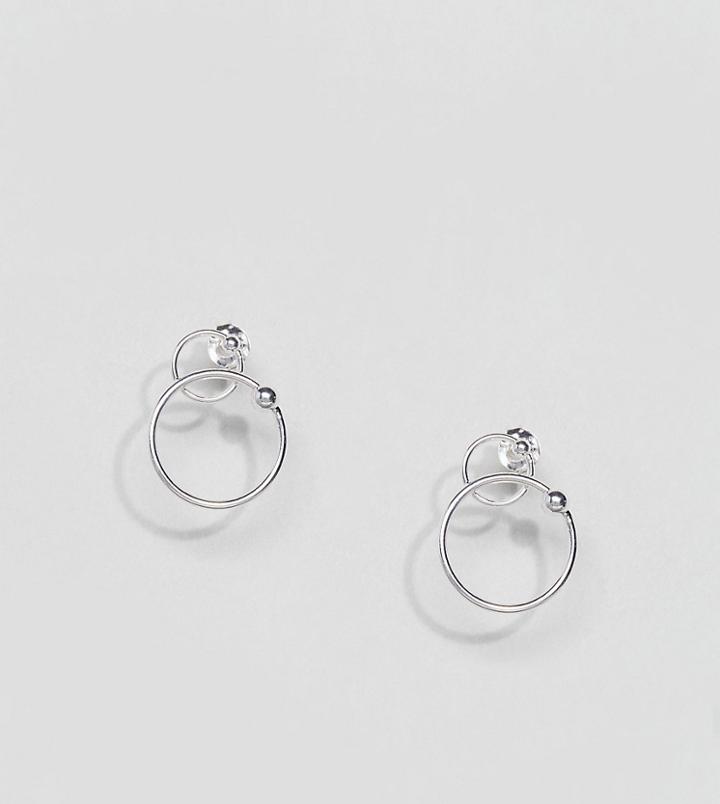 Asos Sterling Silver Station Ball Hoop Earrings - Multi