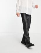River Island Slim Pu Suit Pants In Black