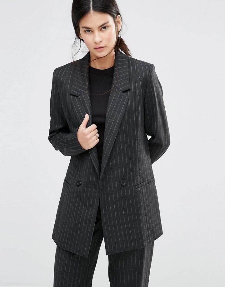 Gestuz Myla Pin Stripe Blazer - Gray