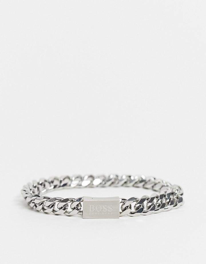 Boss Mens Stainless Steel Chain Bracelet In Silver