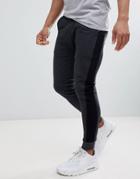 Asos Design Super Skinny Joggers In Charcoal With Side Stripe - Gray