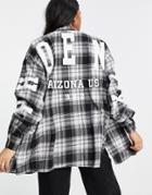 I Saw It First Oversized Motif Detail Shirt In Mono Check-multi