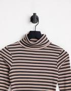 New Look Ribbed Roll Neck Top In Black Stripe