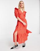 Influence Tiered Hem Midi Dress In Heart Print